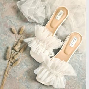 Little L ruffle wedding sandles
